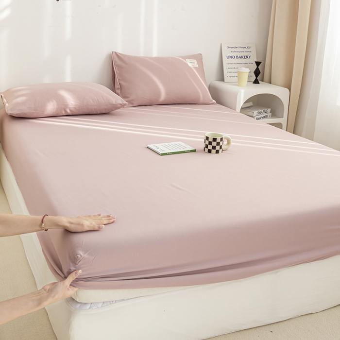 91家纺网 家纺一手货源 找家纺 芷凡家纺 2022新款雅棉纯色斜纹磨毛贴标款系列单床笠 豆沙