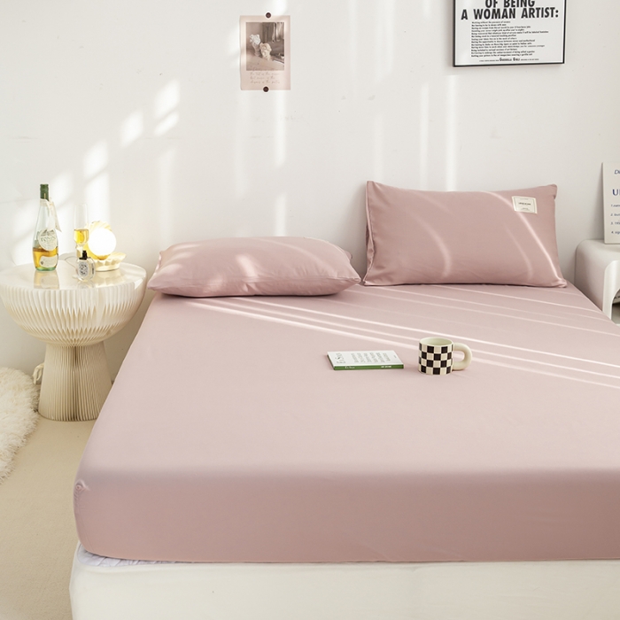 91家纺网 家纺一手货源 找家纺 芷凡家纺 2022新款雅棉纯色斜纹磨毛贴标款系列单床笠 豆沙