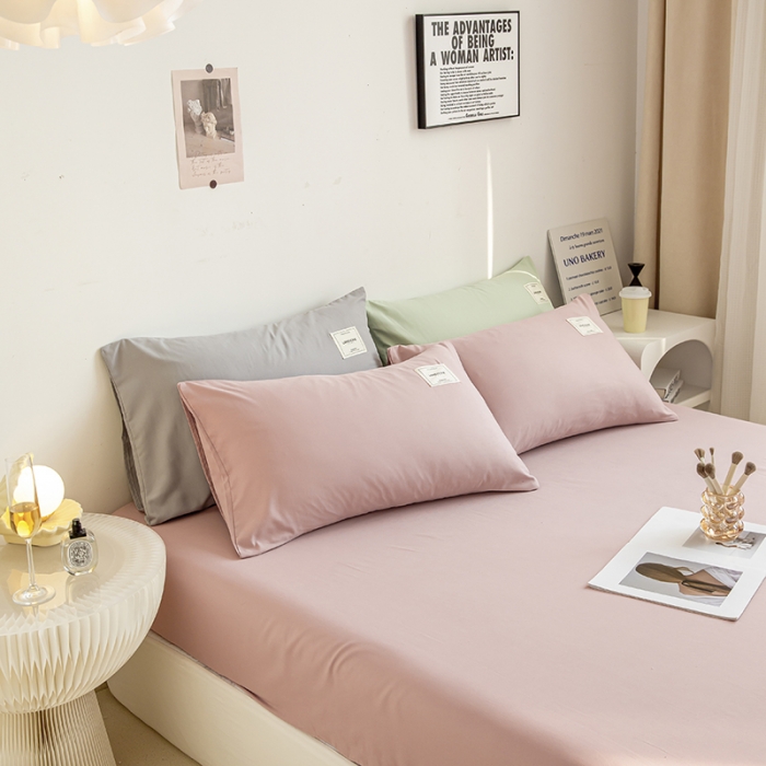 91家纺网 家纺一手货源 找家纺 芷凡家纺 2022新款雅棉纯色斜纹磨毛贴标款系列单床笠 豆沙