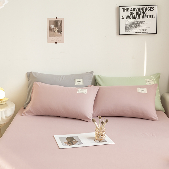 91家纺网 家纺一手货源 找家纺 芷凡家纺 2022新款雅棉纯色斜纹磨毛贴标款系列单床笠 豆沙