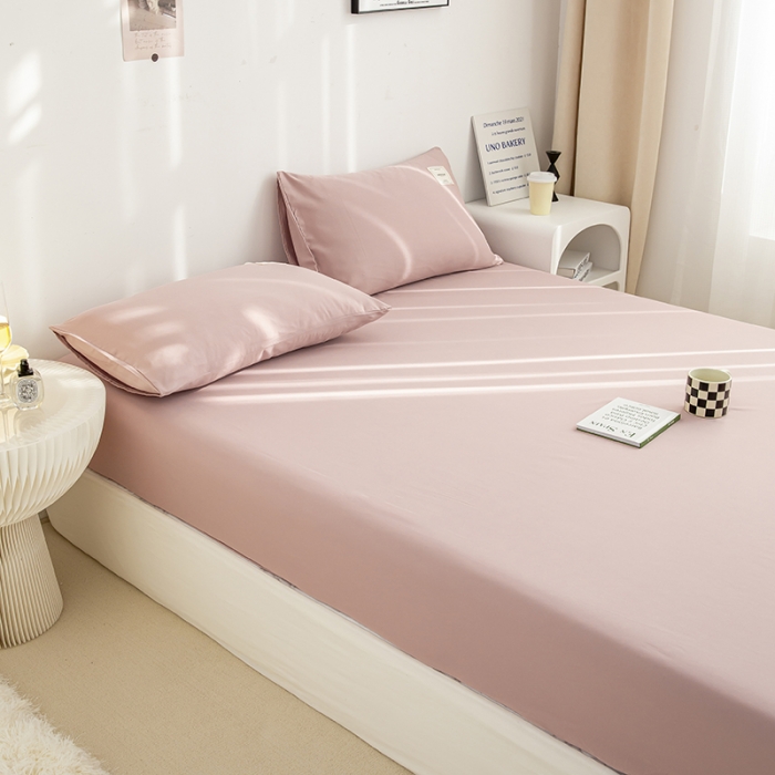 91家纺网 家纺一手货源 找家纺 芷凡家纺 2022新款雅棉纯色斜纹磨毛贴标款系列单床笠 豆沙