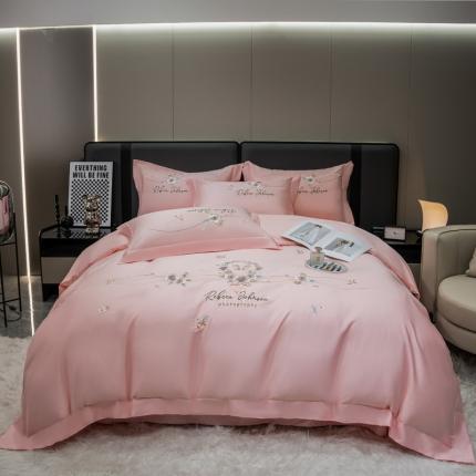 91家纺网 家纺一手货源 找家纺 绒世界 2022新款长绒棉刺绣四件套-浮生若梦 浮生若梦-粉色