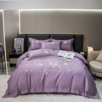 91家纺网 家纺一手货源 找家纺 绒世界 2022新款长绒棉刺绣四件套-浮生若梦 浮生若梦-藕紫