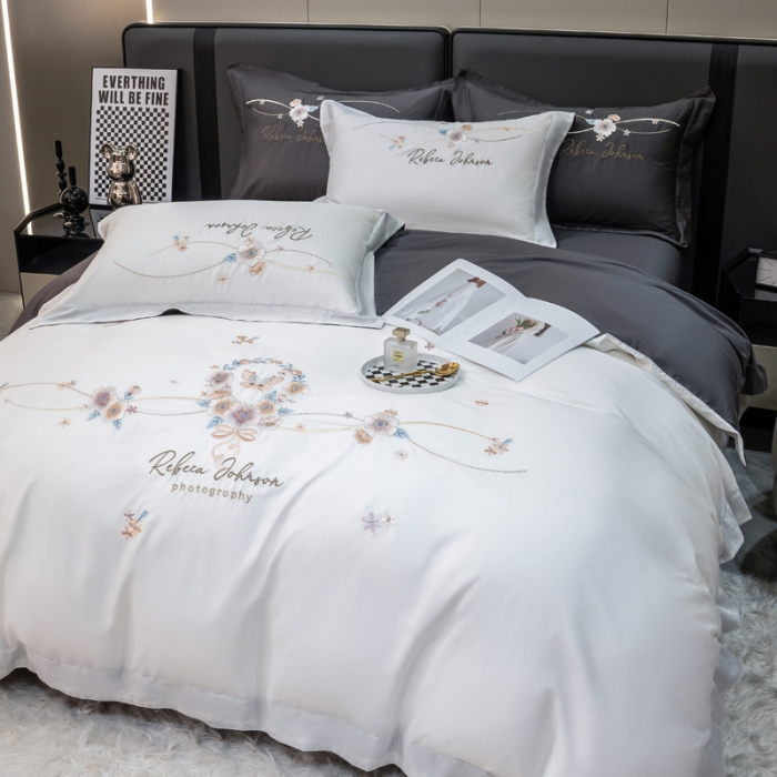 91家纺网 家纺一手货源 找家纺 （总）绒世界 2022新款长绒棉刺绣四件套-浮生若梦