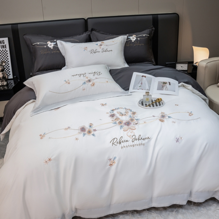 91家纺网 家纺一手货源 找家纺 （总）绒世界 2022新款长绒棉刺绣四件套-浮生若梦