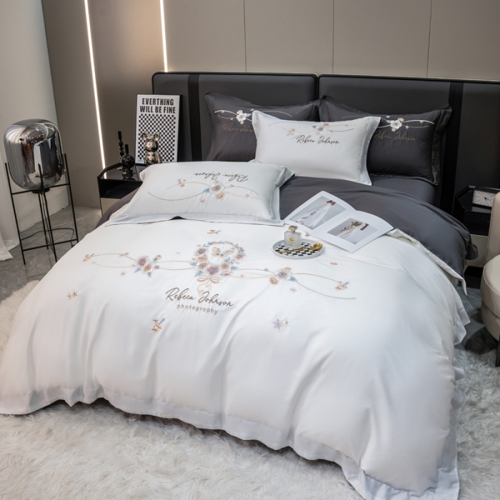 91家纺网 家纺一手货源 找家纺 （总）绒世界 2022新款长绒棉刺绣四件套-浮生若梦