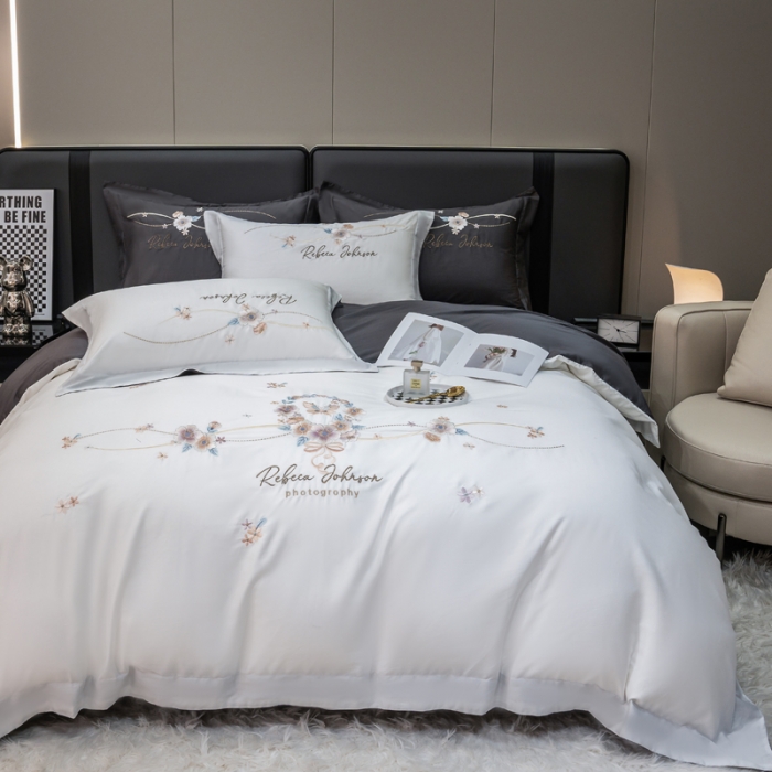 91家纺网 家纺一手货源 找家纺 （总）绒世界 2022新款长绒棉刺绣四件套-浮生若梦