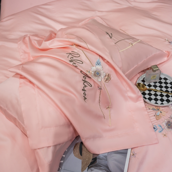 91家纺网 家纺一手货源 找家纺 绒世界 2022新款长绒棉刺绣四件套-浮生若梦 浮生若梦-粉色