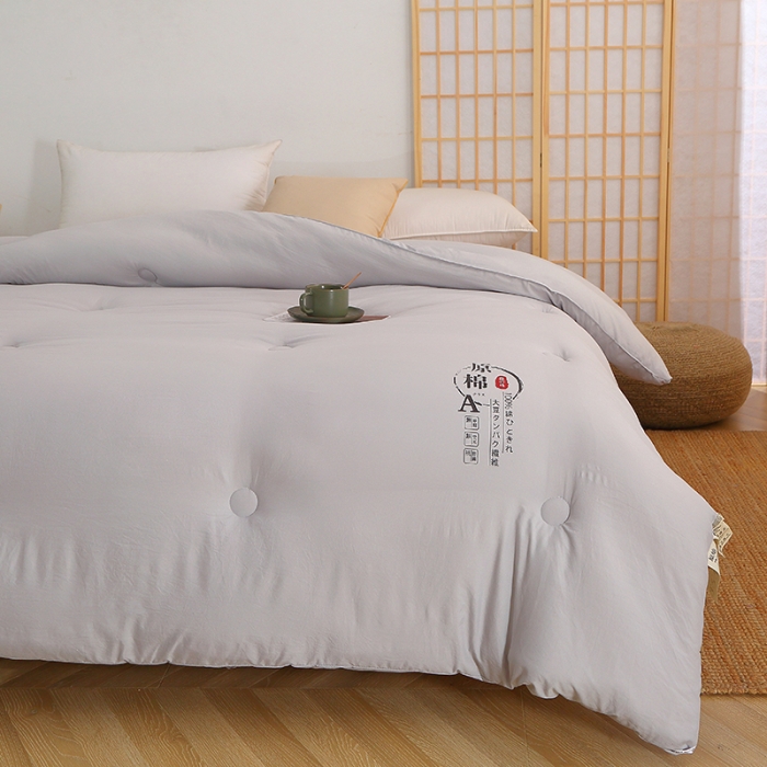 91家纺网 家纺一手货源 找家纺 贝兰仙奴 2025原棉大豆被被子被芯冬被 灰色