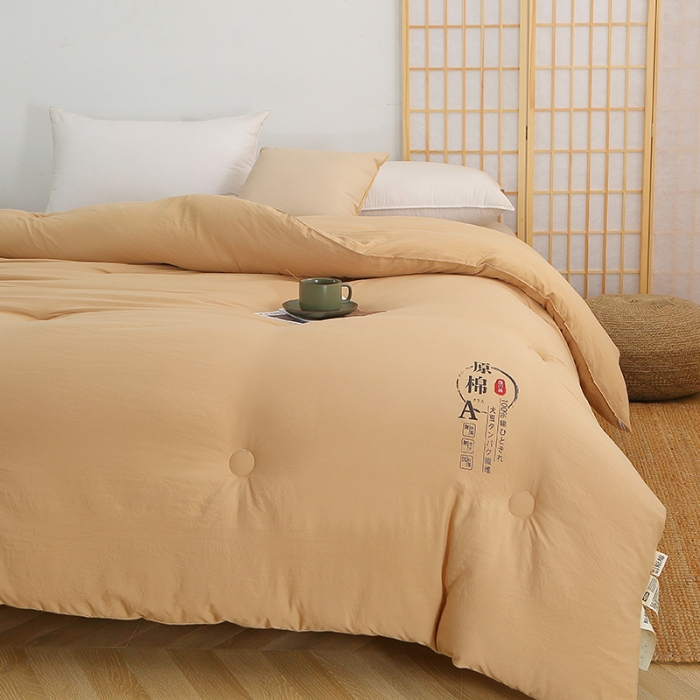 91家纺网 家纺一手货源 找家纺 贝兰仙奴 2025原棉大豆被被子被芯冬被 驼色