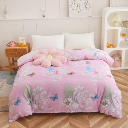 91家纺网 家纺一手货源 找家纺 圣锦家纺 2025新款全棉单被套甜蜜花丛粉