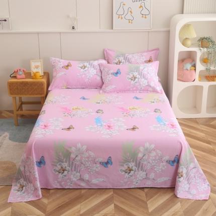 91家纺网 家纺一手货源 找家纺 圣锦 全棉单床单甜蜜花丛粉