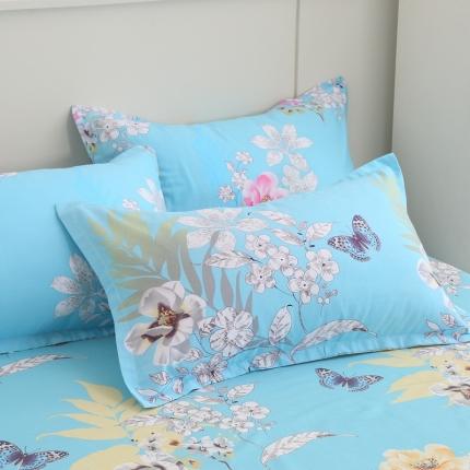 91家纺网 家纺一手货源 找家纺 圣锦 全棉单枕套甜蜜花丛蓝