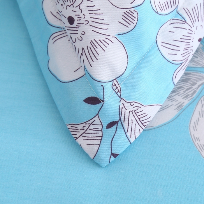 91家纺网 家纺一手货源 找家纺 圣锦 2025新款全棉四件套甜蜜花丛蓝