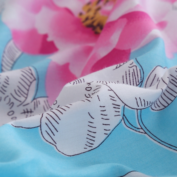 91家纺网 家纺一手货源 找家纺 圣锦 2025新款全棉四件套甜蜜花丛蓝