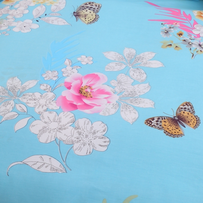 91家纺网 家纺一手货源 找家纺 圣锦 2025新款全棉四件套甜蜜花丛蓝