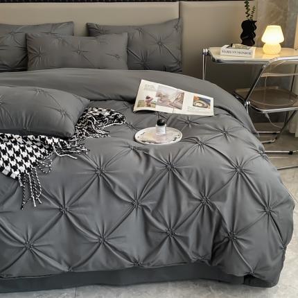 91家纺网 家纺一手货源 找家纺 （总）千希家纺 2023新款工艺揪花轻奢水洗棉磨毛四件套