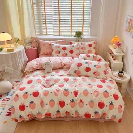 金丝鸟 2023春夏新品40s全棉13070花卉四件套 草莓园