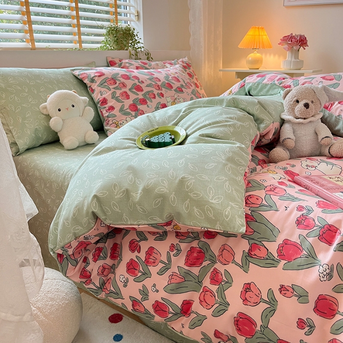 91家纺网 家纺一手货源 找家纺 金丝鸟 2023春夏新品40s全棉13070花卉四件套 馥郁