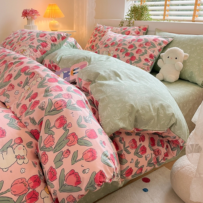 91家纺网 家纺一手货源 找家纺 金丝鸟 2023春夏新品40s全棉13070花卉四件套 馥郁