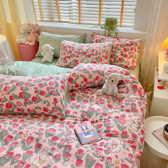 91家纺网 家纺一手货源 找家纺 金丝鸟 2023春夏新品40s全棉13070花卉四件套 馥郁