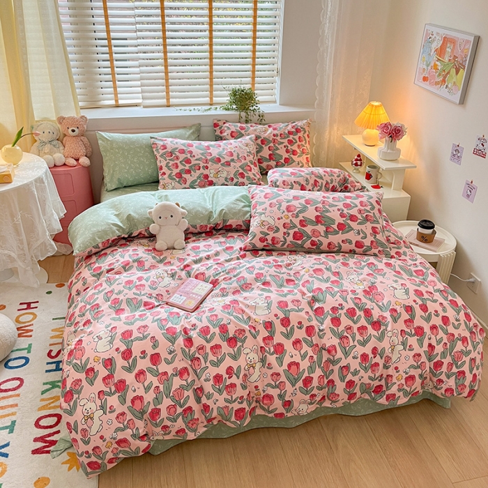 91家纺网 家纺一手货源 找家纺 金丝鸟 2023春夏新品40s全棉13070花卉四件套 馥郁