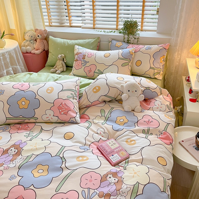 91家纺网 家纺一手货源 找家纺 金丝鸟 2023春夏新品40s全棉13070花卉四件套 花溪