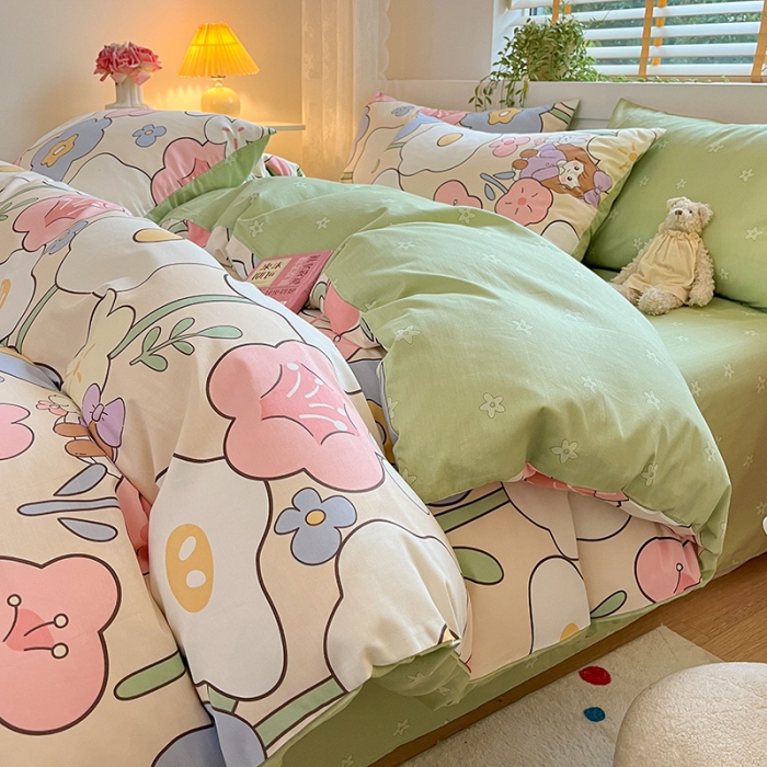 91家纺网 家纺一手货源 找家纺 金丝鸟 2023春夏新品40s全棉13070花卉四件套 花溪