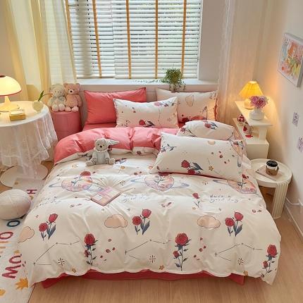 金丝鸟 2023春夏新品40s全棉13070花卉四件套 夜色玫瑰