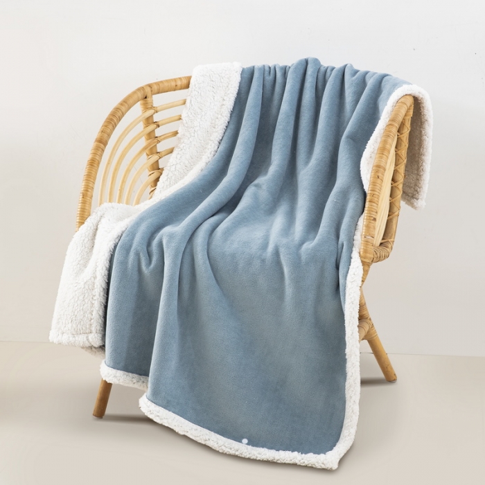 91家纺网 家纺一手货源 找家纺 舒梦琪 2023爆款冬季加厚绒毯披肩毯午睡毛毯 湖蓝