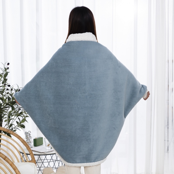 91家纺网 家纺一手货源 找家纺 舒梦琪 2023爆款冬季加厚绒毯披肩毯午睡毛毯 湖蓝