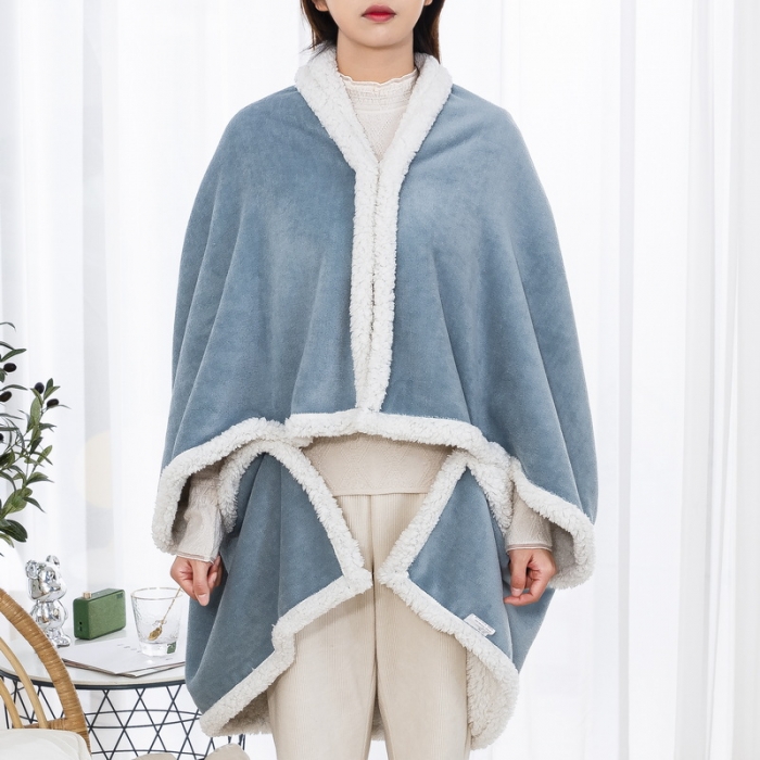 91家纺网 家纺一手货源 找家纺 舒梦琪 2023爆款冬季加厚绒毯披肩毯午睡毛毯 湖蓝