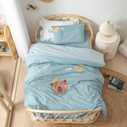 91家纺网 家纺一手货源 找家纺 （总）A类全棉水洗棉儿童套件幼儿园被子三件套宝宝午睡六件套