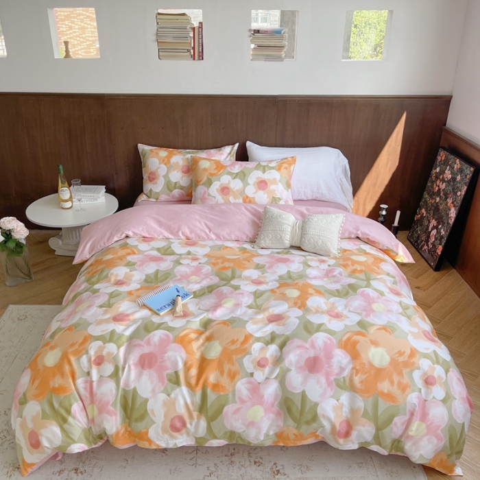 91家纺网 家纺一手货源 找家纺 时年 2023新款全棉小可爱系列四件套 花花世界