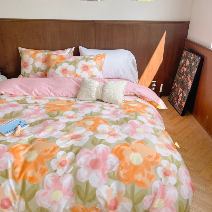 91家纺网 家纺一手货源 找家纺 时年 2023新款全棉小可爱系列四件套 花花世界