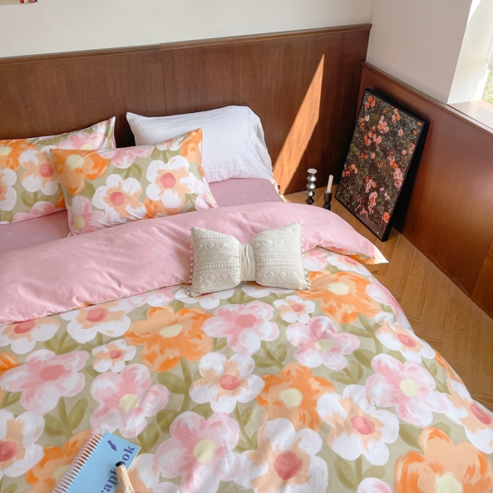 91家纺网 家纺一手货源 找家纺 时年 2023新款全棉小可爱系列四件套 花花世界