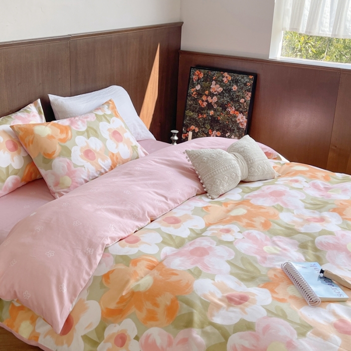 91家纺网 家纺一手货源 找家纺 时年 2023新款全棉小可爱系列四件套 花花世界