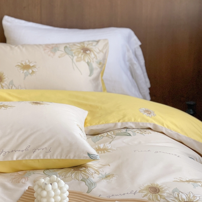 91家纺网 家纺一手货源 找家纺 时年 2023新款全棉小可爱系列四件套 向阳花