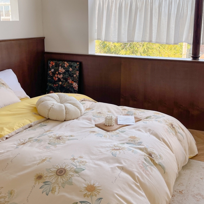 91家纺网 家纺一手货源 找家纺 时年 2023新款全棉小可爱系列四件套 向阳花