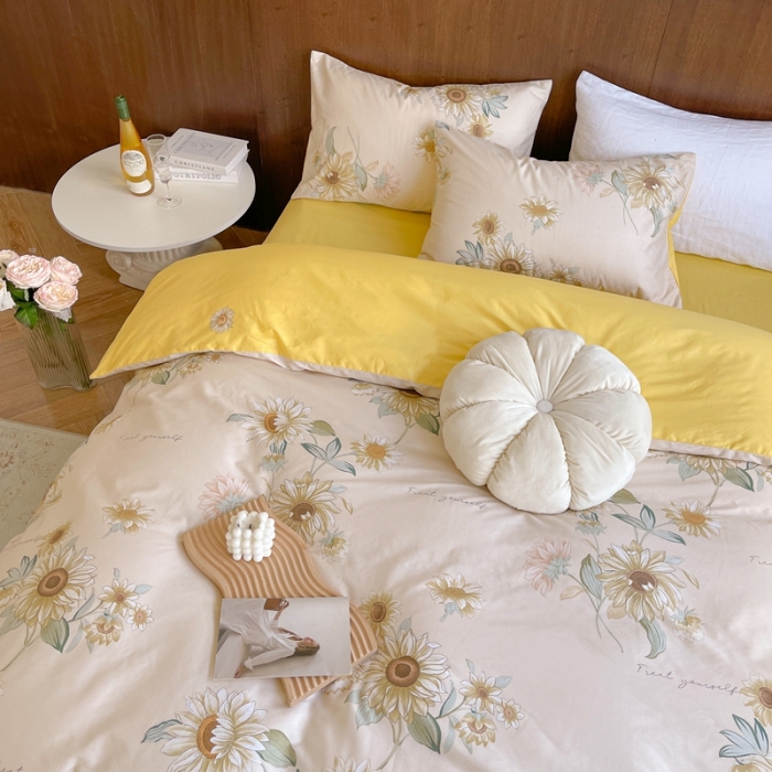 91家纺网 家纺一手货源 找家纺 时年 2023新款全棉小可爱系列四件套 向阳花