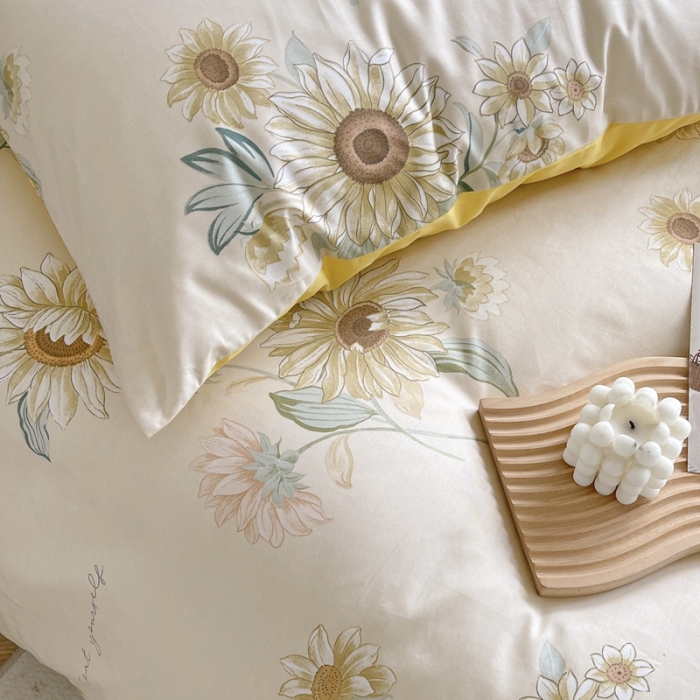 91家纺网 家纺一手货源 找家纺 时年 2023新款全棉小可爱系列四件套 向阳花