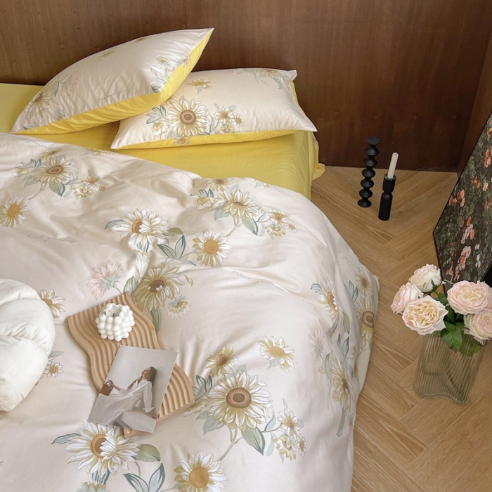 91家纺网 家纺一手货源 找家纺 时年 2023新款全棉小可爱系列四件套 向阳花