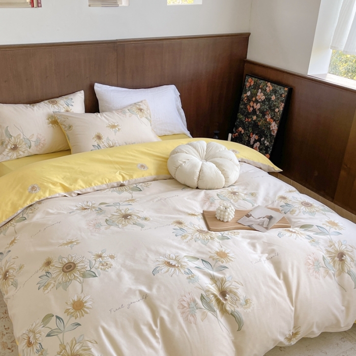 91家纺网 家纺一手货源 找家纺 时年 2023新款全棉小可爱系列四件套 向阳花