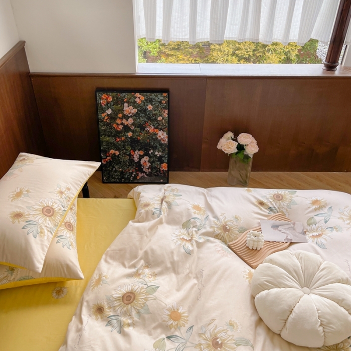 91家纺网 家纺一手货源 找家纺 时年 2023新款全棉小可爱系列四件套 向阳花