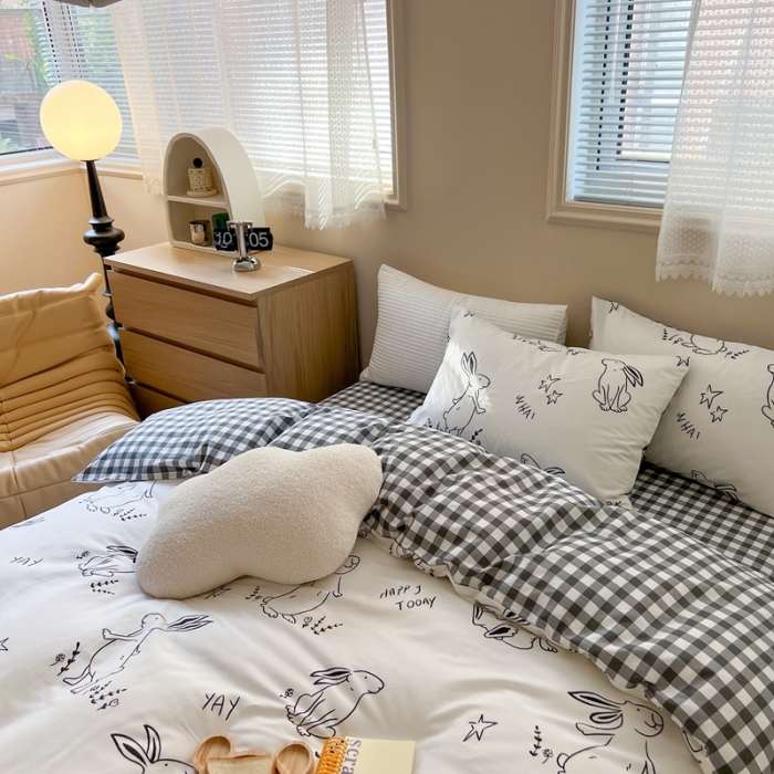 91家纺网 家纺一手货源 找家纺 时年 2023新款全棉小可爱系列四件套 星空兔