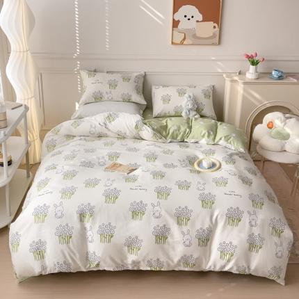 91家纺网 家纺一手货源 找家纺 感遇2022新款全棉印花四件套系列 丛林小兔