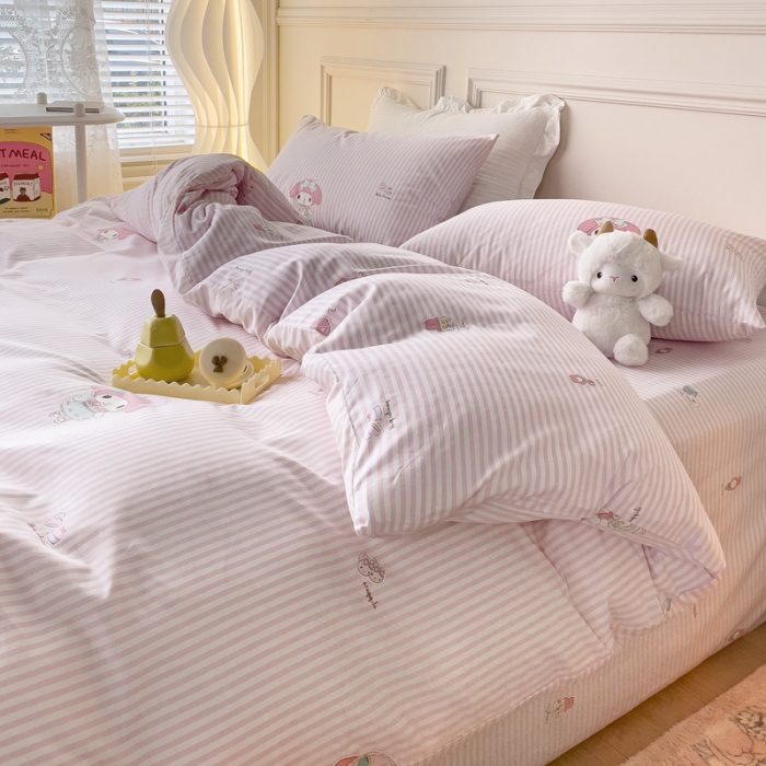 91家纺网 家纺一手货源 找家纺 感遇2022新款全棉印花四件套系列 粉色甜心