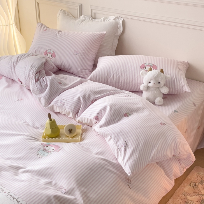 91家纺网 家纺一手货源 找家纺 感遇2022新款全棉印花四件套系列 粉色甜心