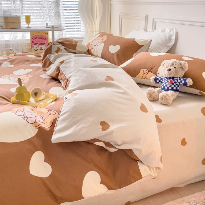 91家纺网 家纺一手货源 找家纺 感遇2022新款全棉印花四件套系列 花花爱心