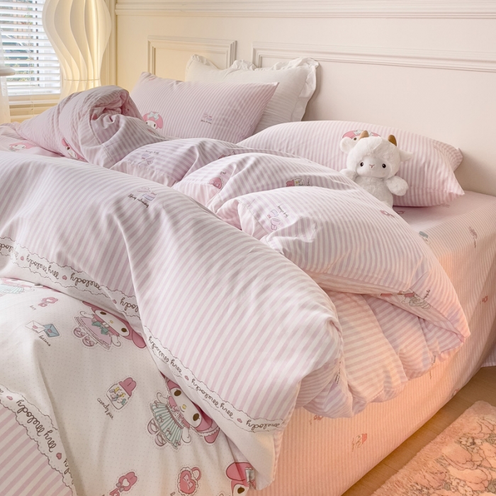 91家纺网 家纺一手货源 找家纺 感遇2022新款全棉印花四件套系列 粉色甜心